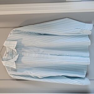 Women's Light Blue Striped Button Down Shirt